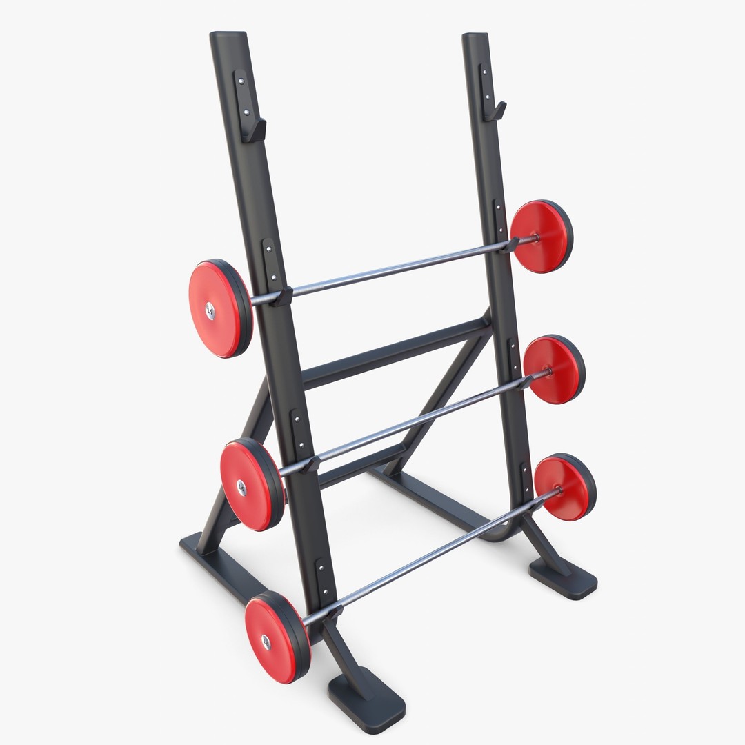 Barbell Rack 3D Model – Realistic Gym Equipment, Blender, FBX, OBJ - View 7