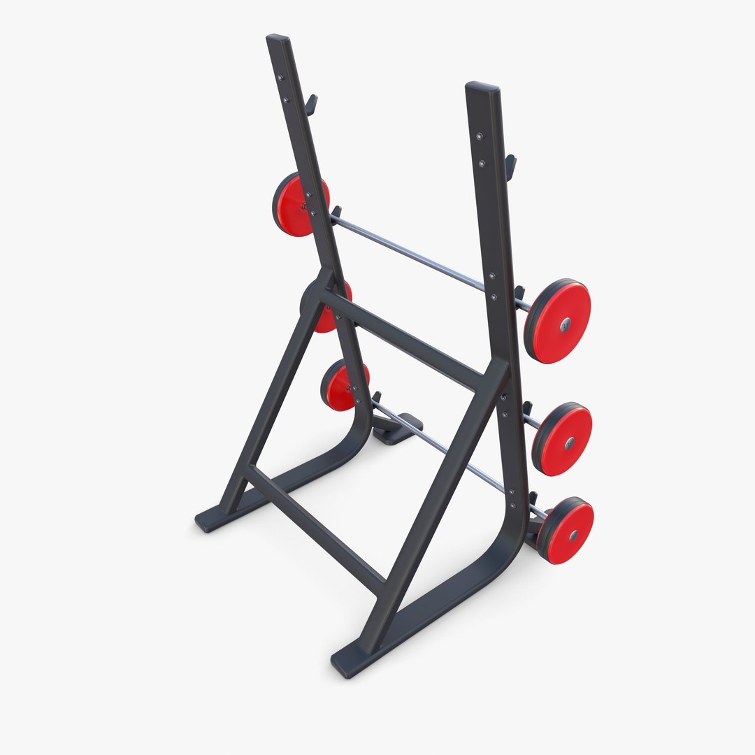Barbell Rack 3D Model – Realistic Gym Equipment, Blender, FBX, OBJ - View 8