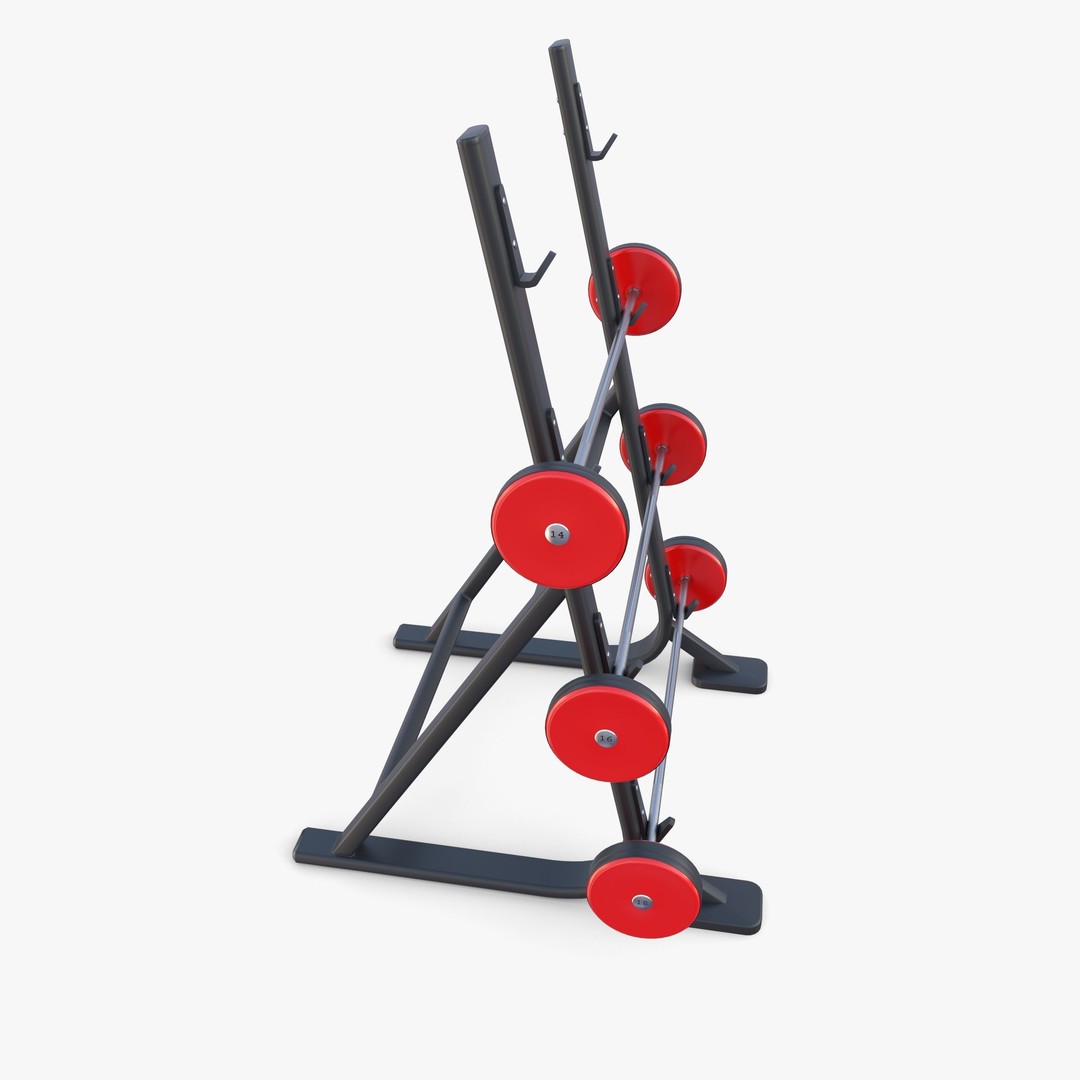Barbell Rack 3D Model – Realistic Gym Equipment, Blender, FBX, OBJ - View 9