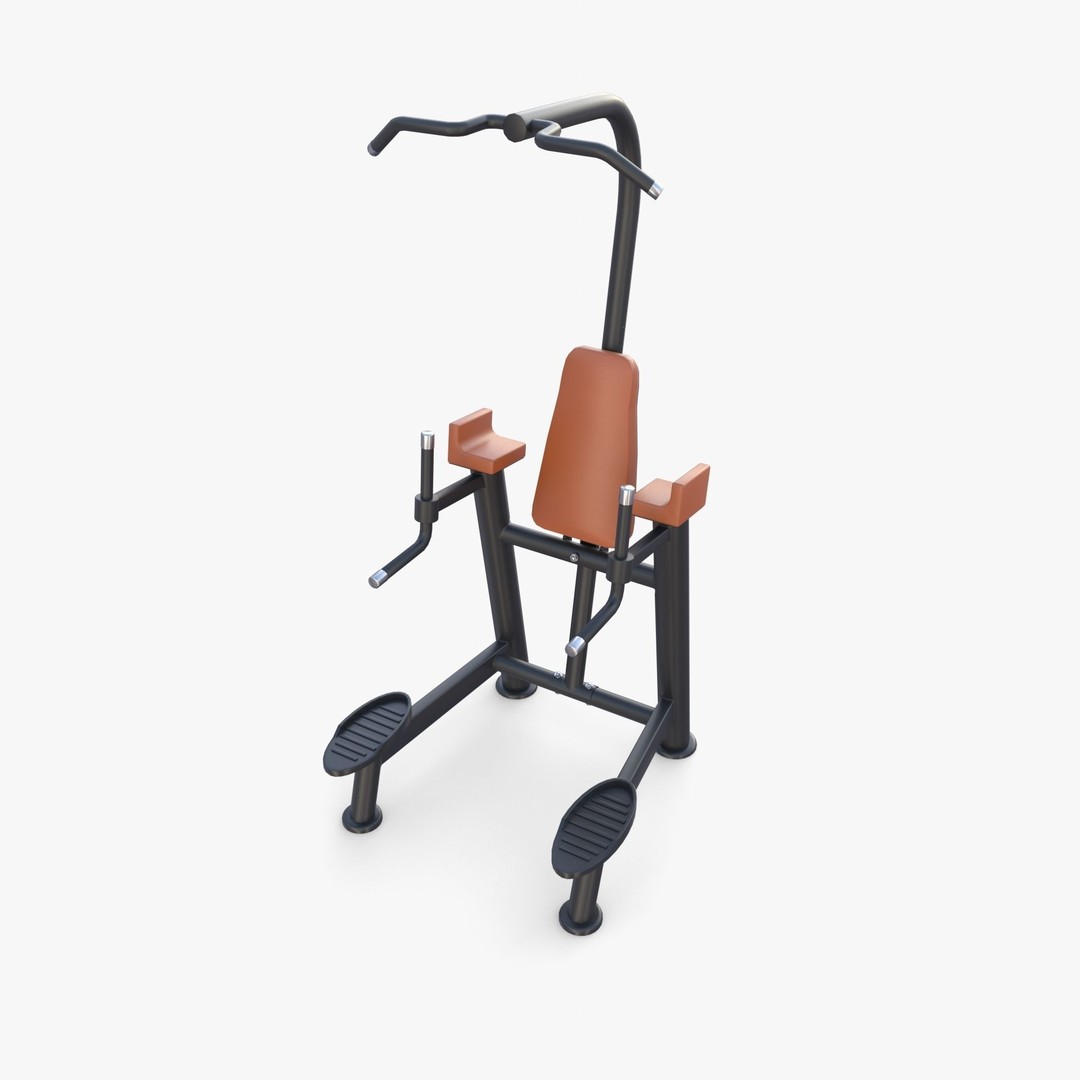 Chin Up and Dip Station 3D Model – Realistic Gym Equipment, PBR Textures - View 12