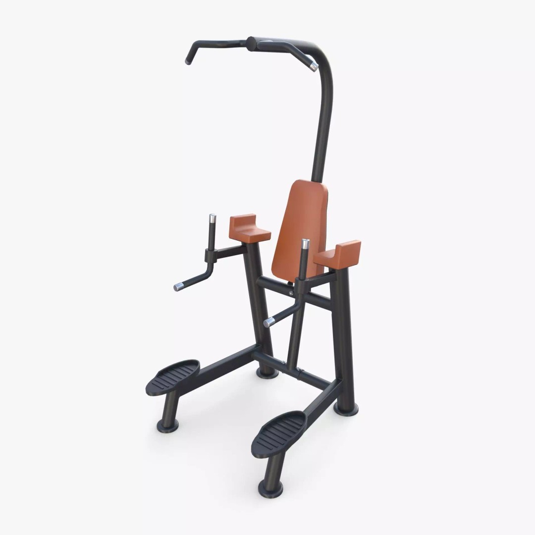 Chin Up and Dip Station 3D Model – Realistic Gym Equipment, PBR Textures - View 2