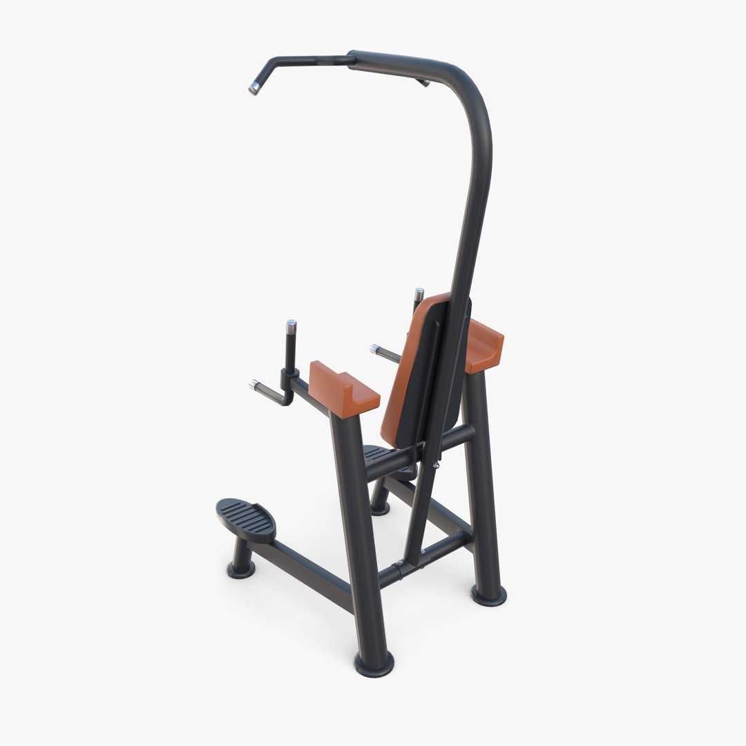 Chin Up and Dip Station 3D Model – Realistic Gym Equipment, PBR Textures - View 4