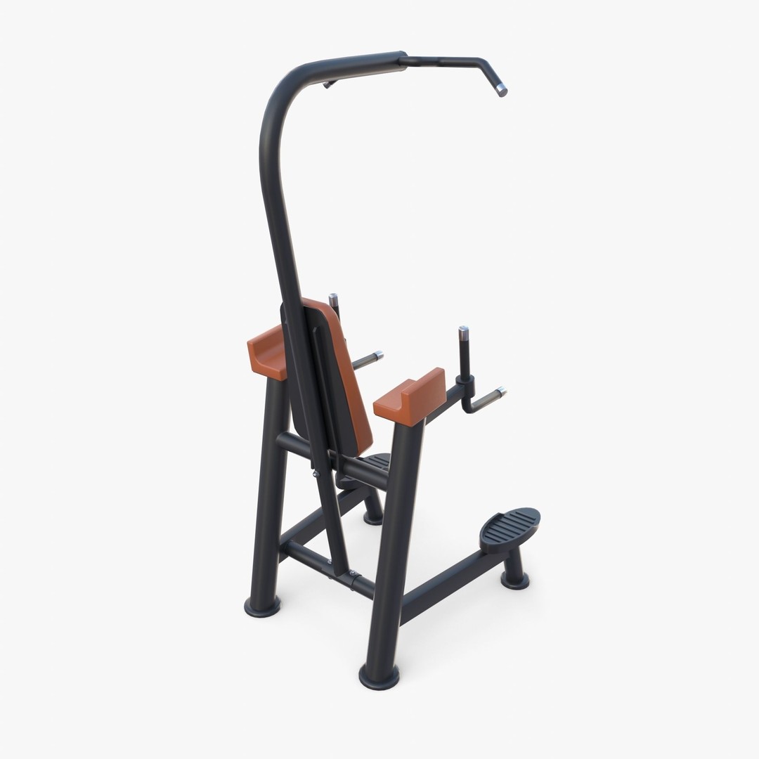 Chin Up and Dip Station 3D Model – Realistic Gym Equipment, PBR Textures - View 6