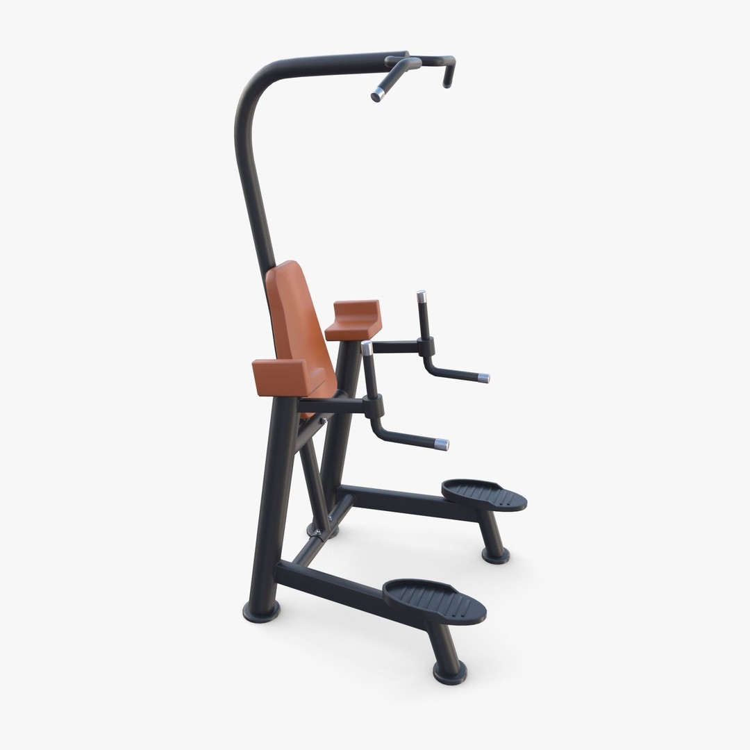 Chin Up and Dip Station 3D Model – Realistic Gym Equipment, PBR Textures - View 7