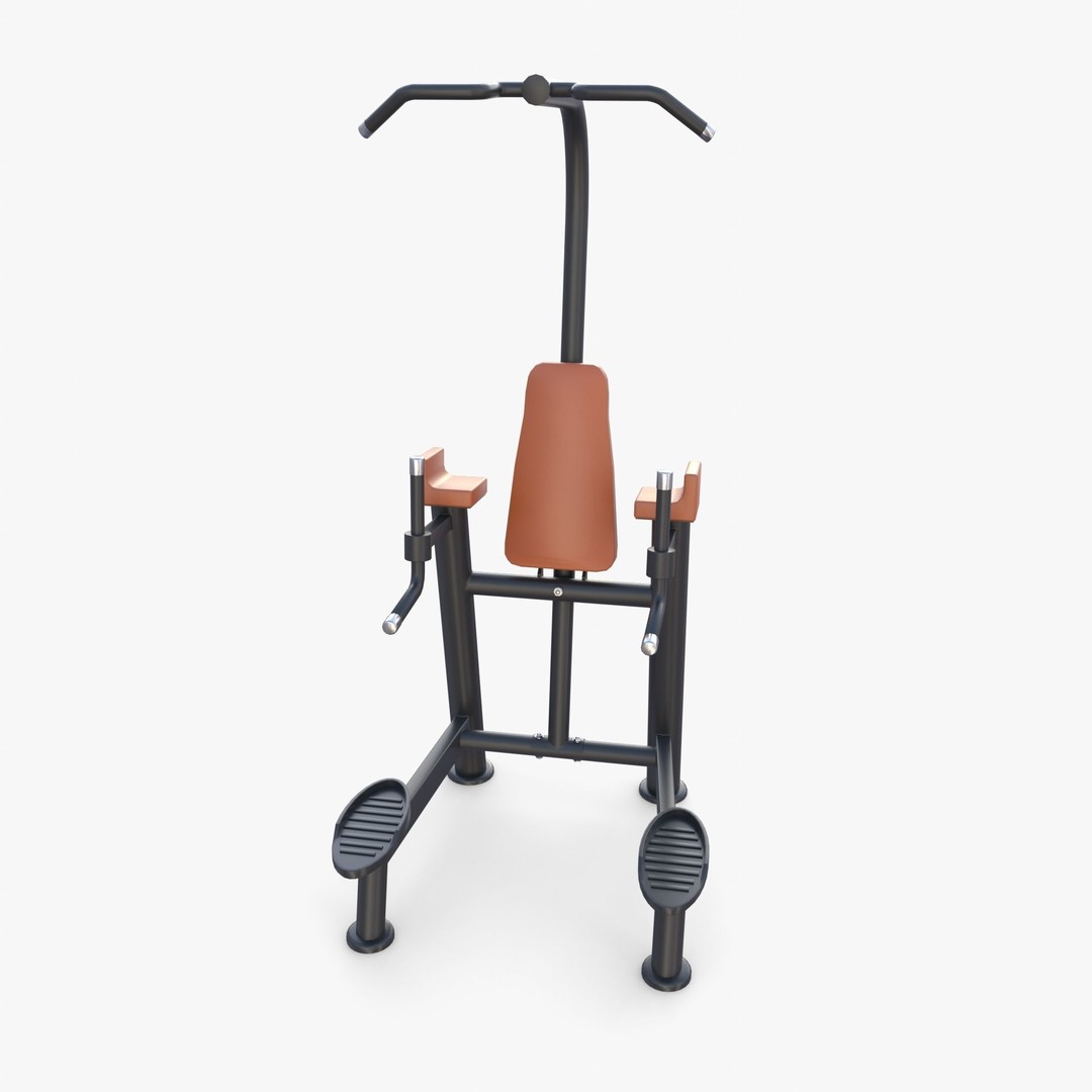 Chin Up and Dip Station 3D Model – Realistic Gym Equipment, PBR Textures - View 9