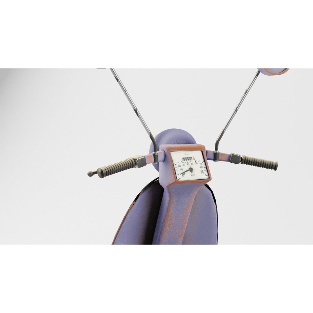 Old Scooter 3D Model – PBR Textured Vehicle Asset, FBX, OBJ - View 10
