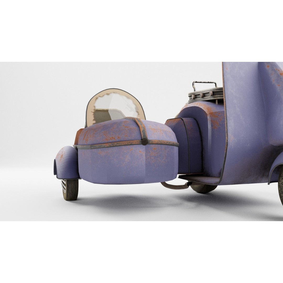 Old Scooter 3D Model – PBR Textured Vehicle Asset, FBX, OBJ - View 12