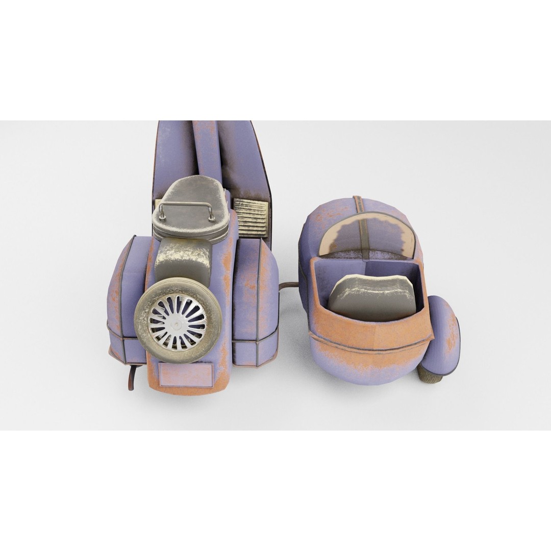 Old Scooter 3D Model – PBR Textured Vehicle Asset, FBX, OBJ - View 13