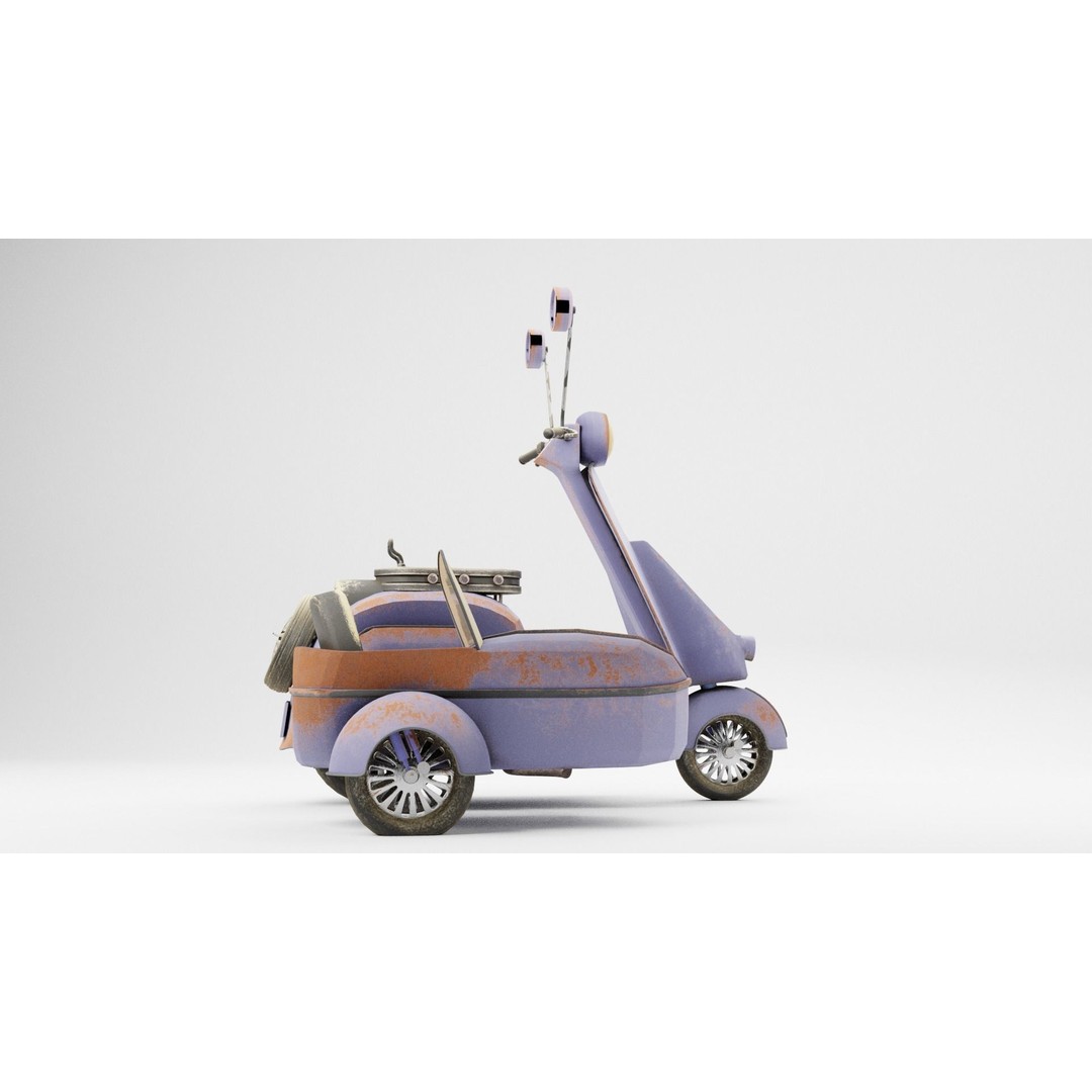 Old Scooter 3D Model – PBR Textured Vehicle Asset, FBX, OBJ - View 5