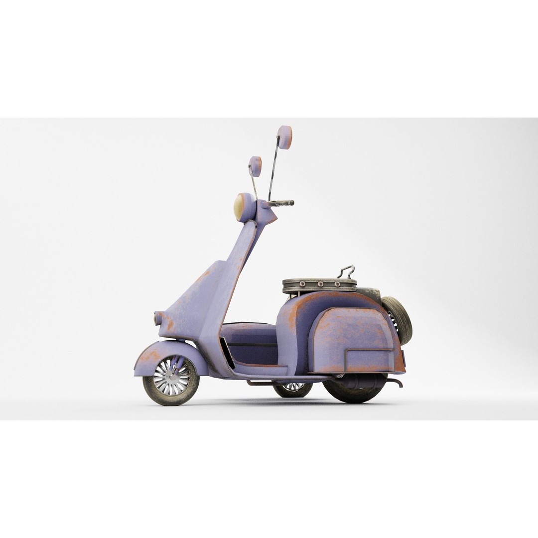 Old Scooter 3D Model – PBR Textured Vehicle Asset, FBX, OBJ - View 6
