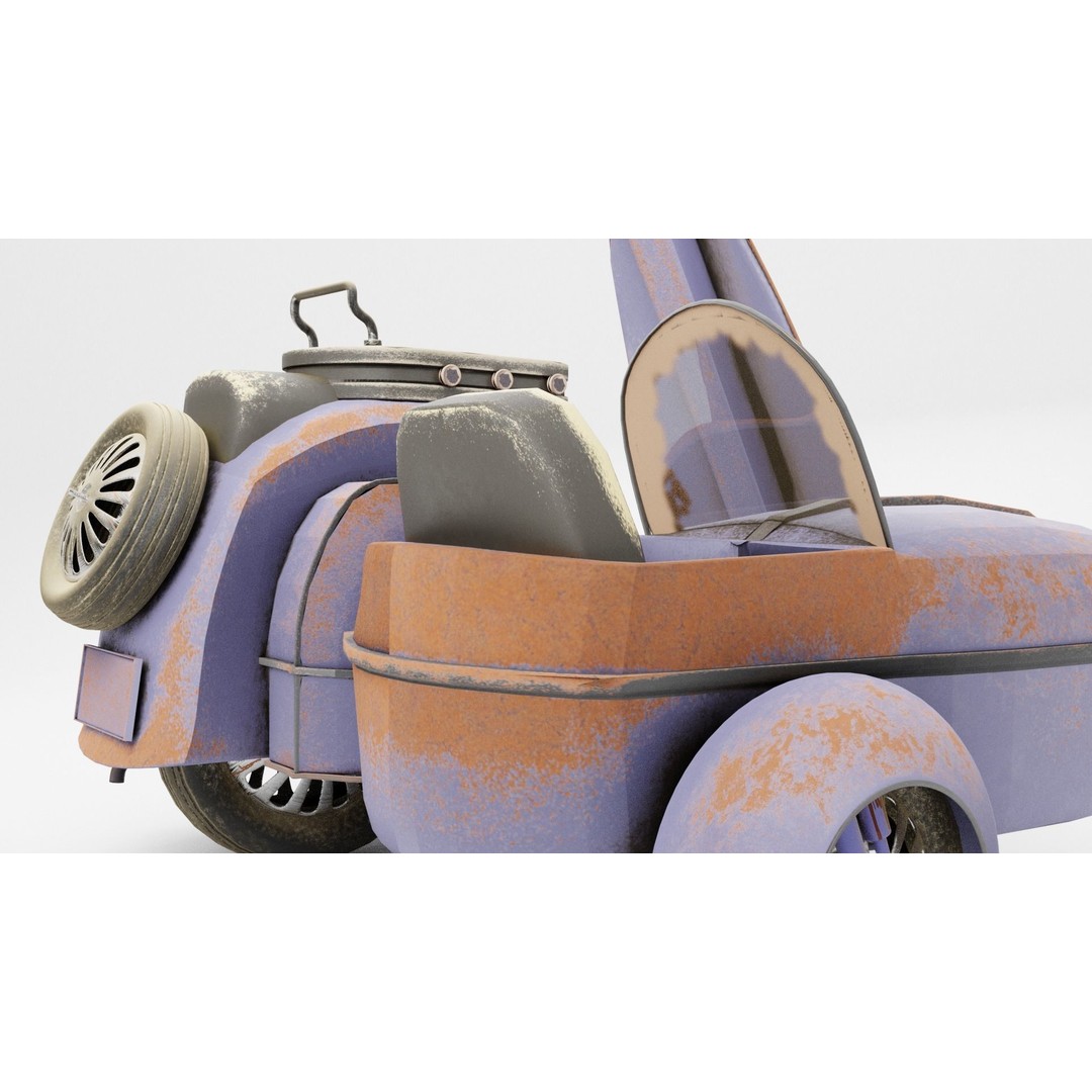 Old Scooter 3D Model – PBR Textured Vehicle Asset, FBX, OBJ - View 8