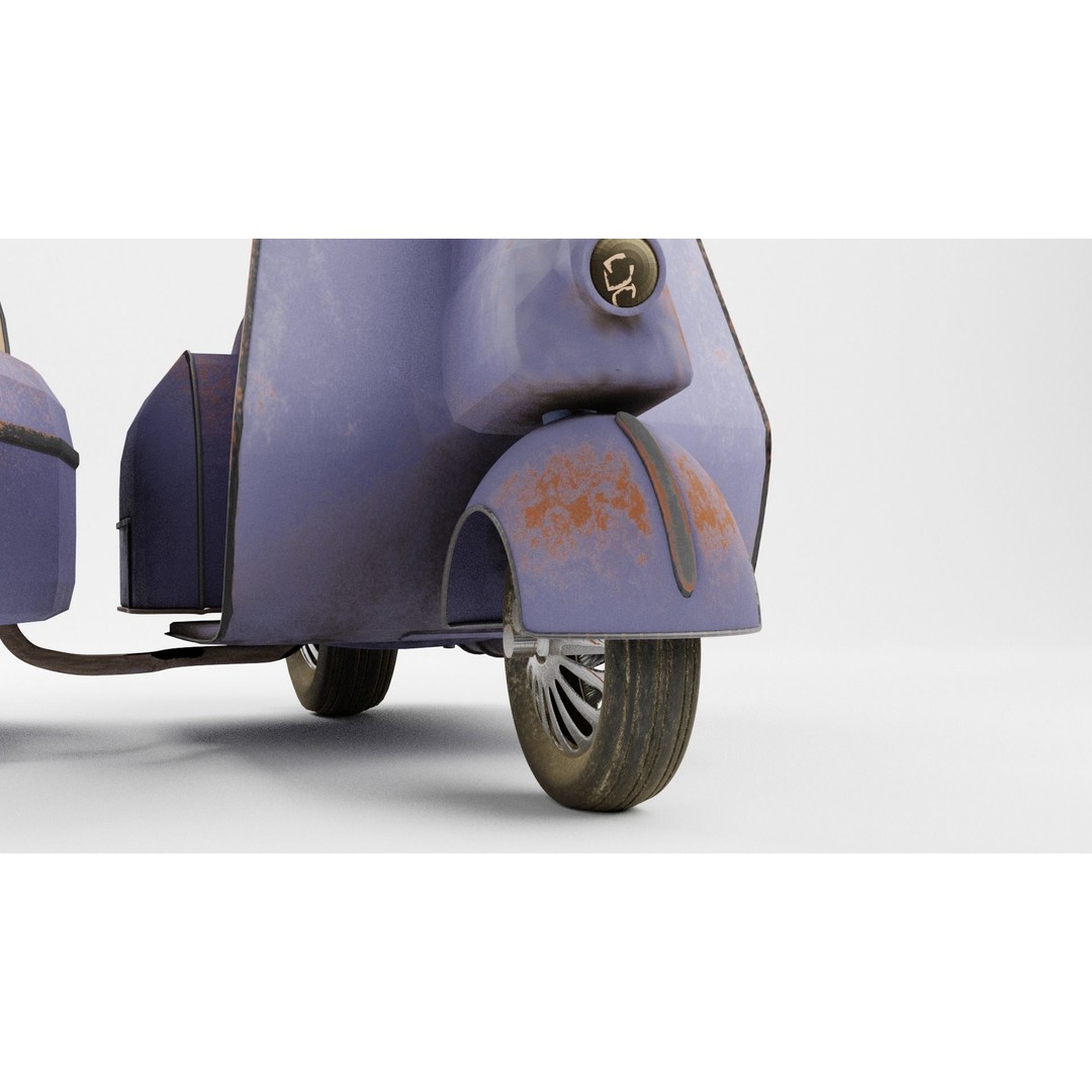 Old Scooter 3D Model – PBR Textured Vehicle Asset, FBX, OBJ - View 9