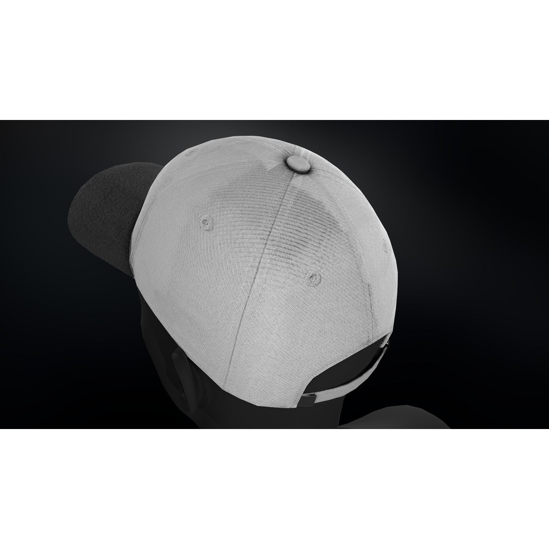 Black And White Basketball Hat 3D Model – Low Poly PBR Game Asset, FBX/OBJ - View 11