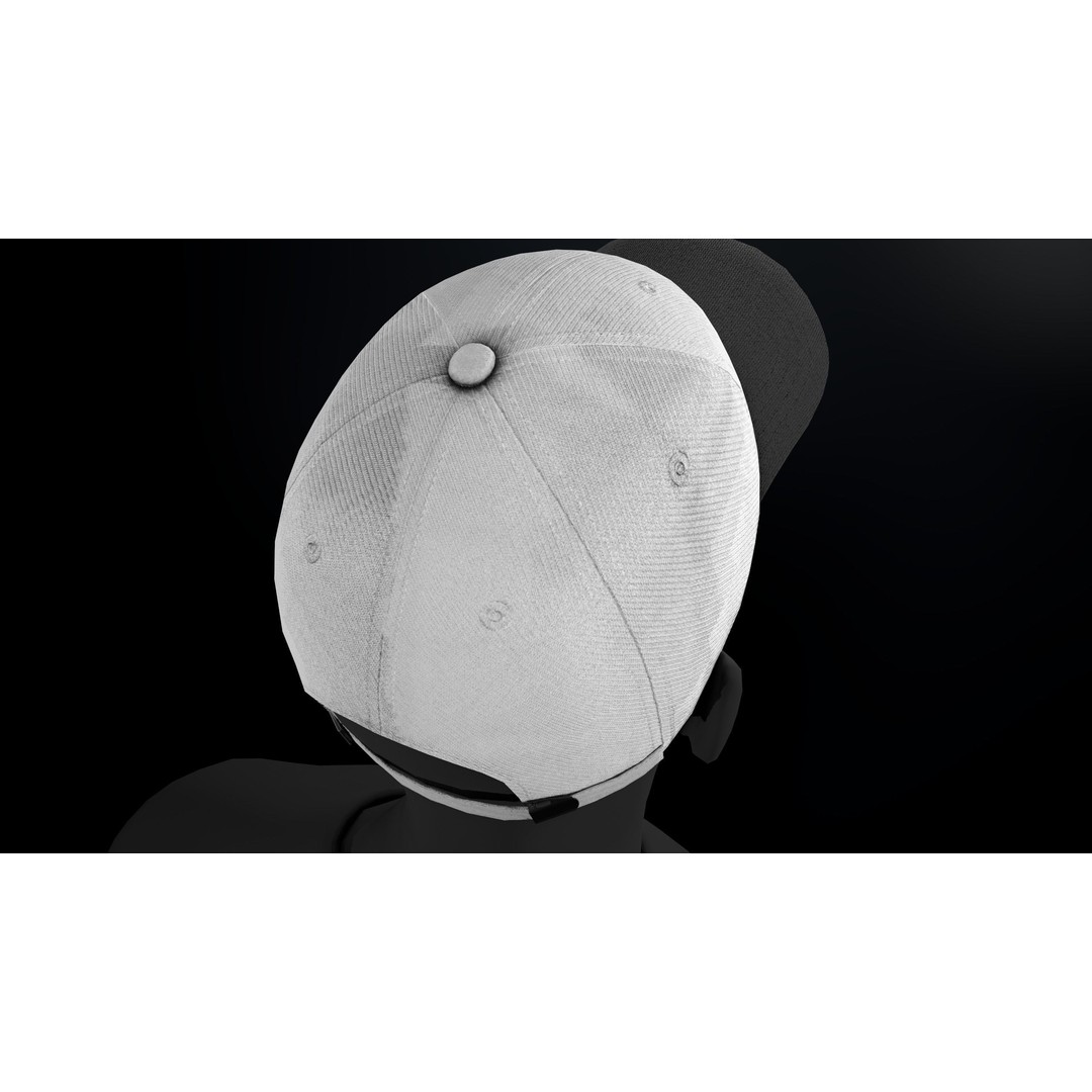 Black And White Basketball Hat 3D Model – Low Poly PBR Game Asset, FBX/OBJ - View 13