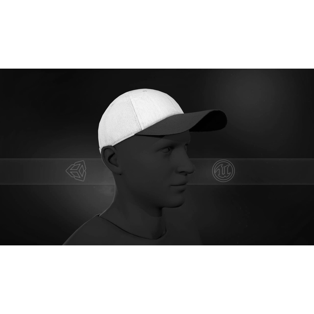 Black And White Basketball Hat 3D Model – Low Poly PBR Game Asset, FBX/OBJ - View 2