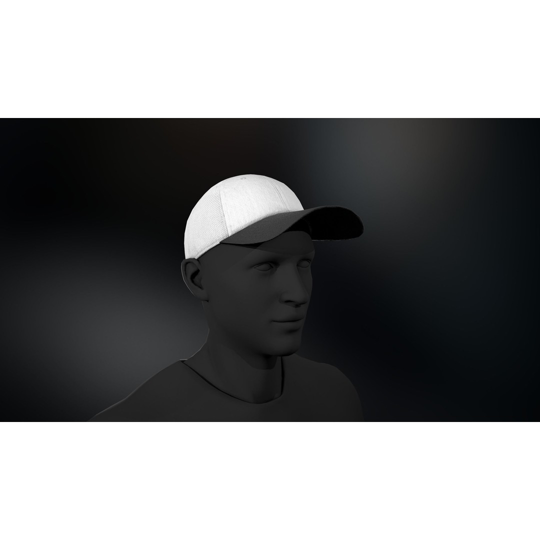 Black And White Basketball Hat 3D Model – Low Poly PBR Game Asset, FBX/OBJ - View 3