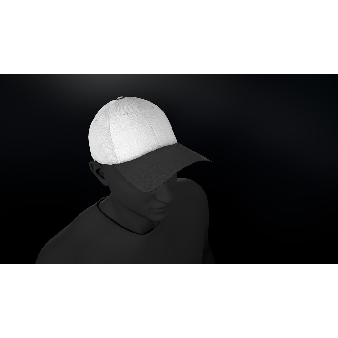 Black And White Basketball Hat 3D Model – Low Poly PBR Game Asset, FBX/OBJ - View 4