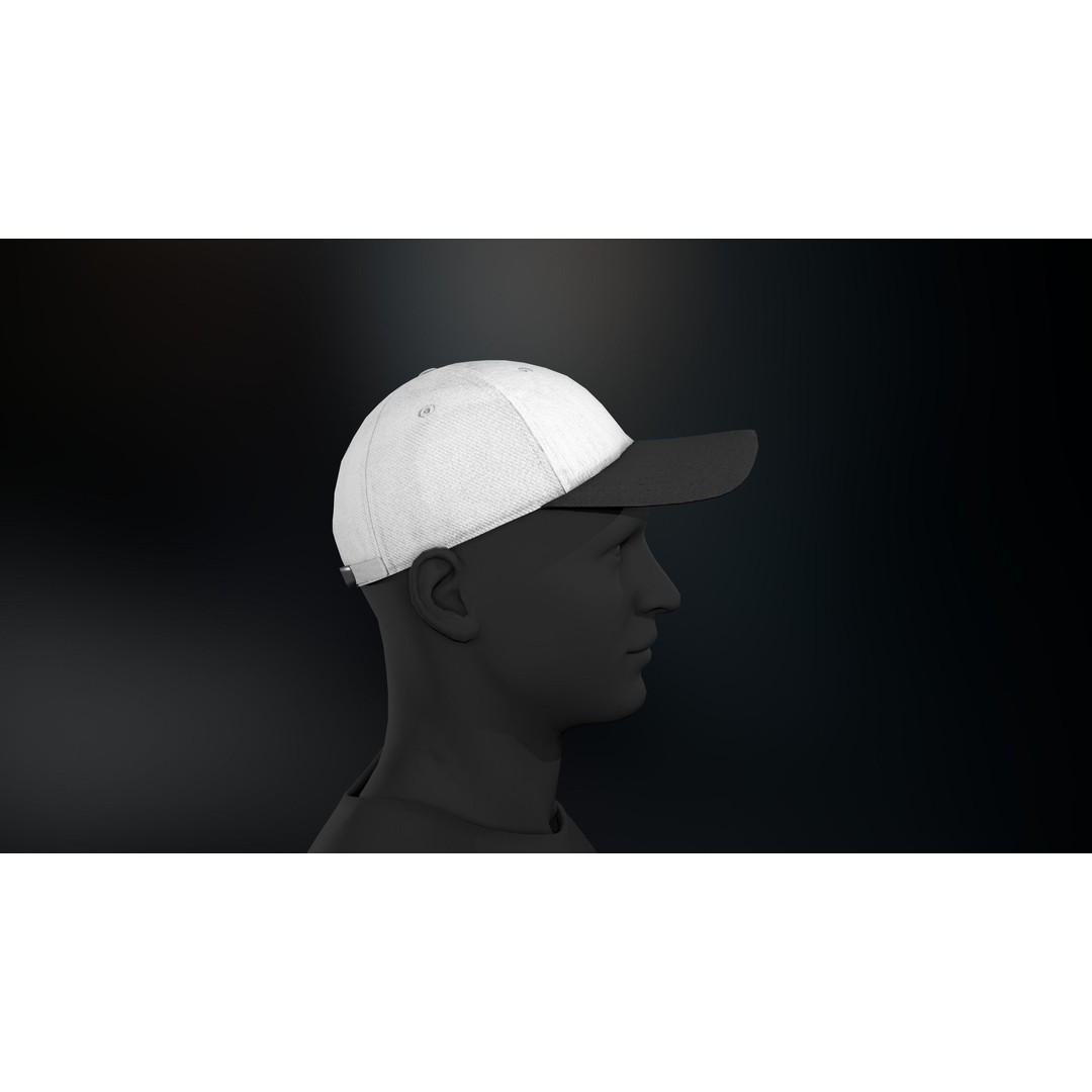 Black And White Basketball Hat 3D Model – Low Poly PBR Game Asset, FBX/OBJ - View 5