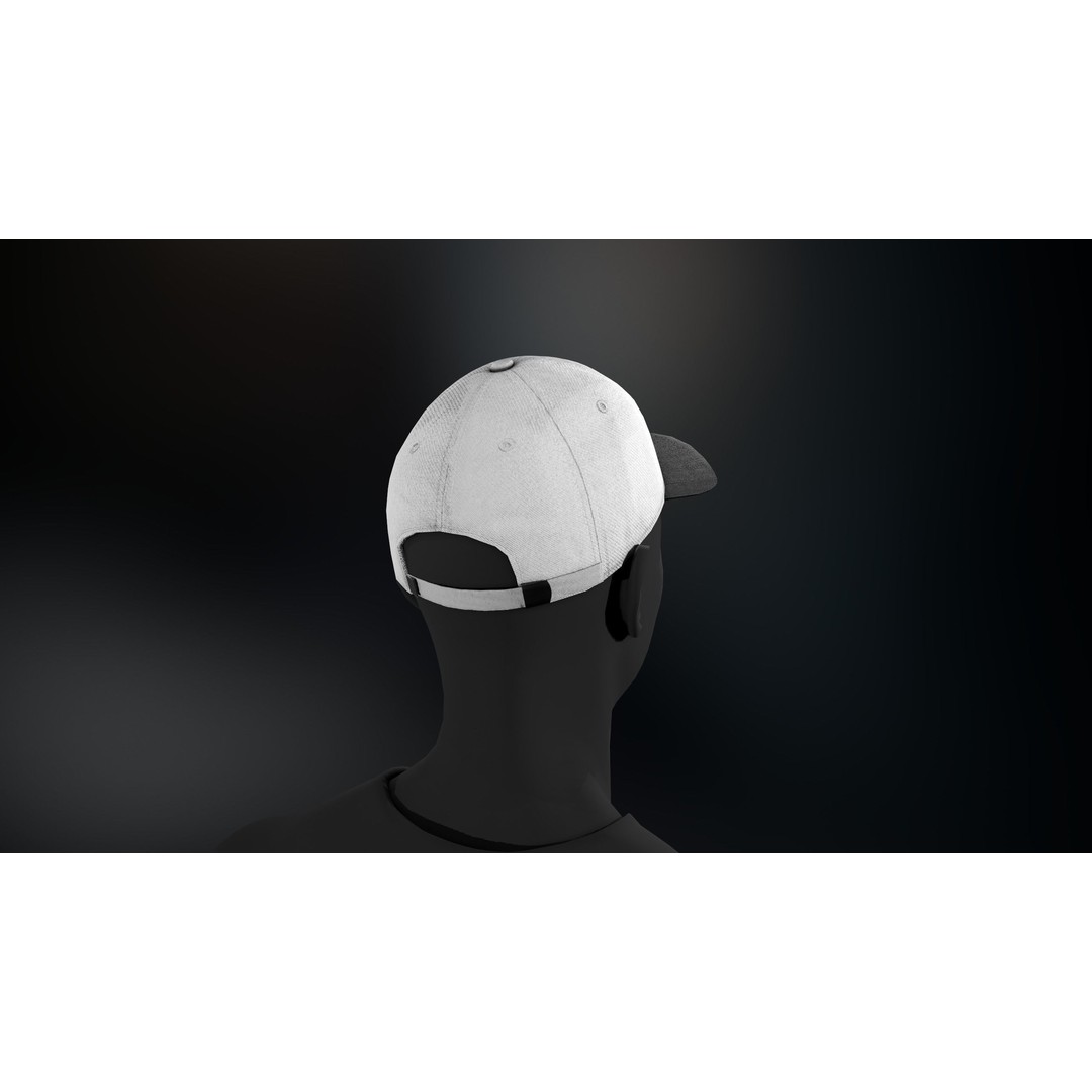 Black And White Basketball Hat 3D Model – Low Poly PBR Game Asset, FBX/OBJ - View 7