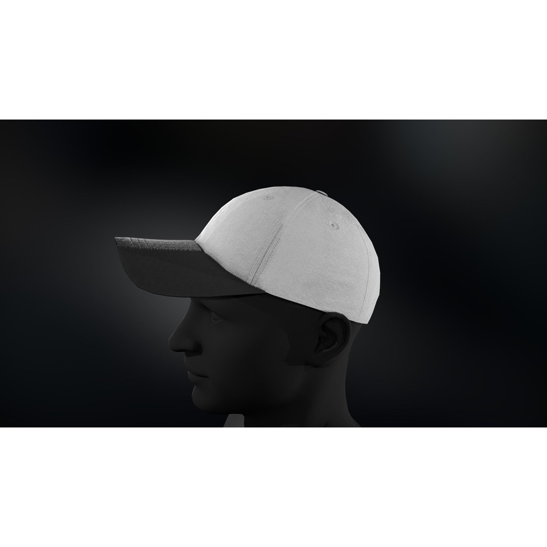 Black And White Basketball Hat 3D Model – Low Poly PBR Game Asset, FBX/OBJ - View 9
