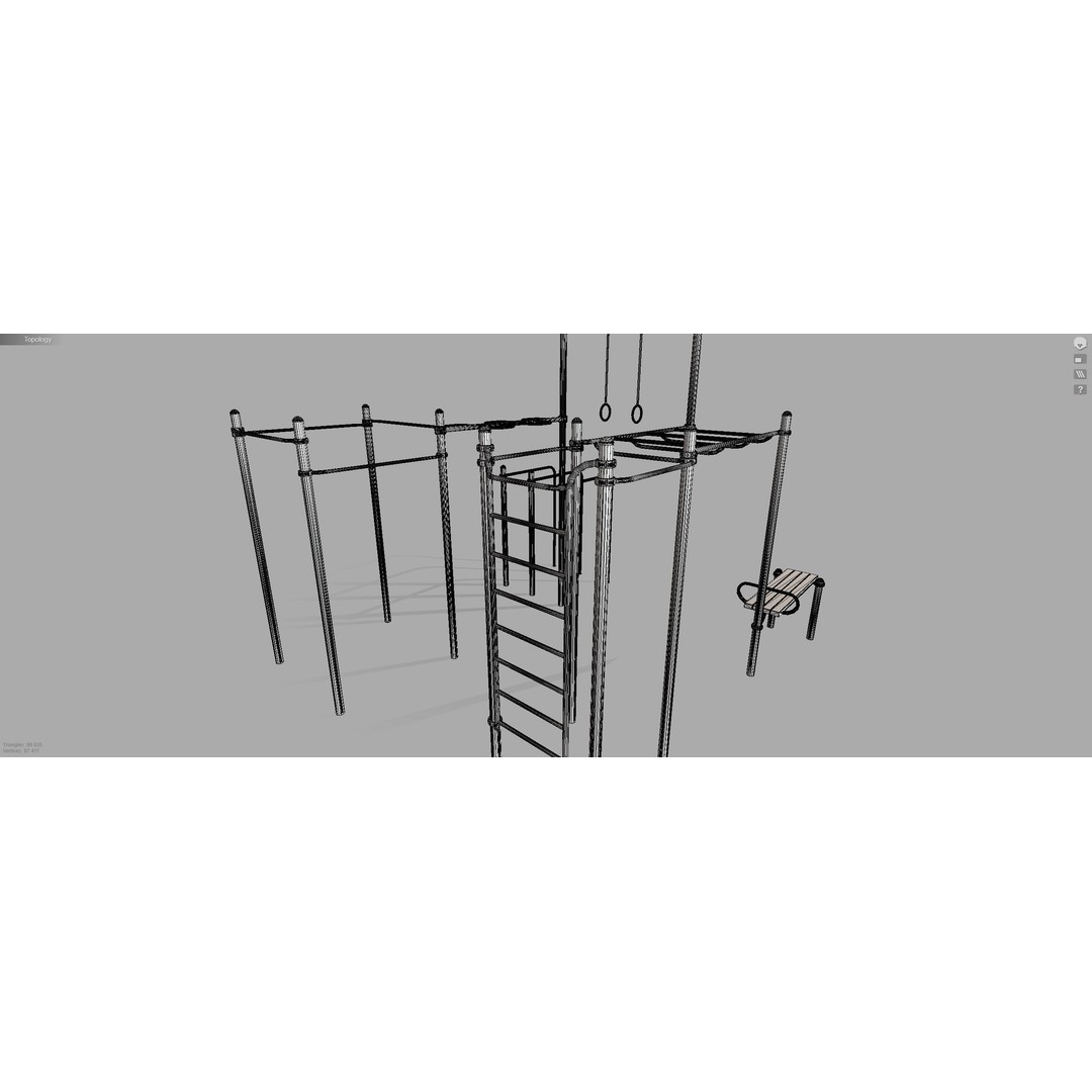 Gym Equipment 3D Model – Outdoor Fitness Set, PBR Textures, FBX - View 12