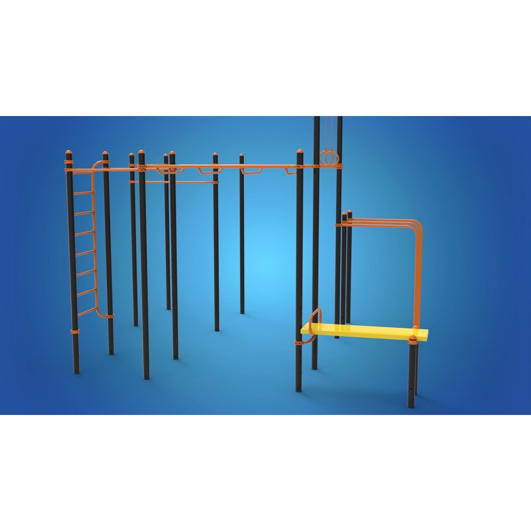 Gym Equipment 3D Model – Outdoor Fitness Set, PBR Textures, FBX - View 8