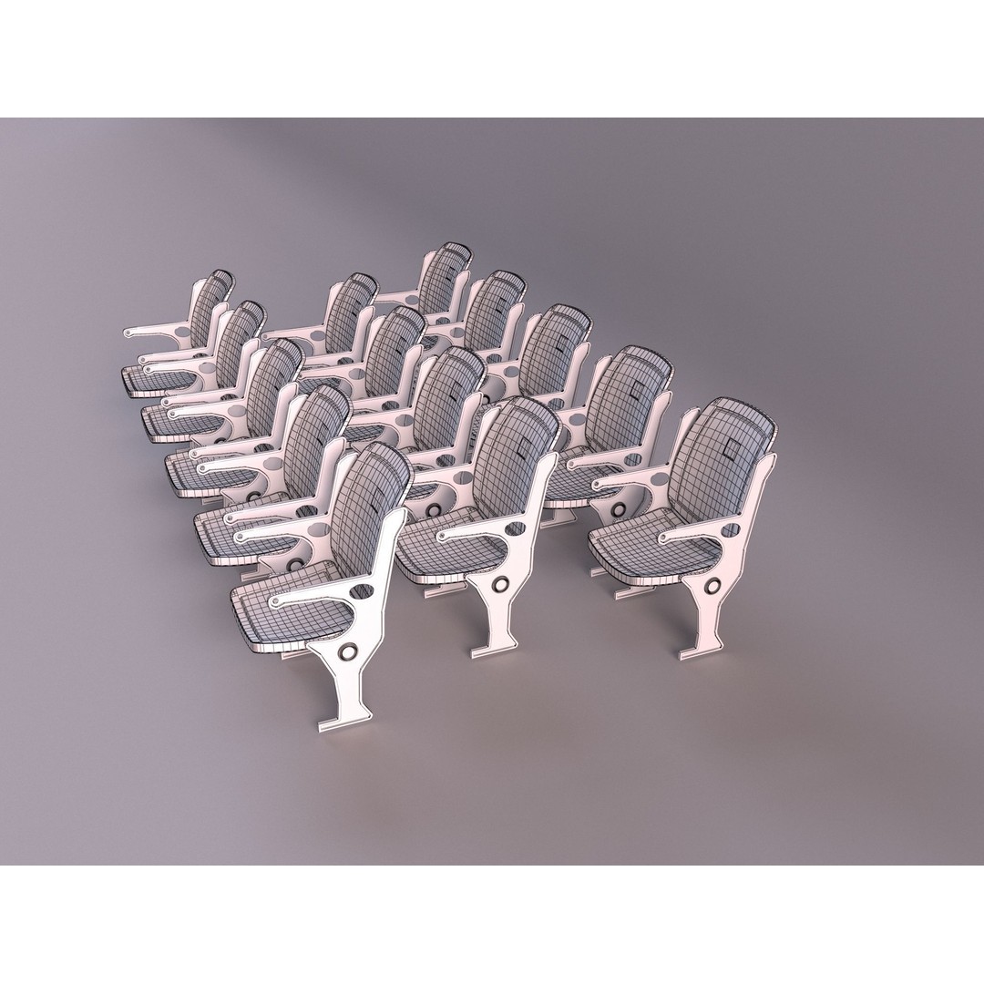 Stadium Chairs 3D Model – High Poly Game Asset, FBX, PBR Textures