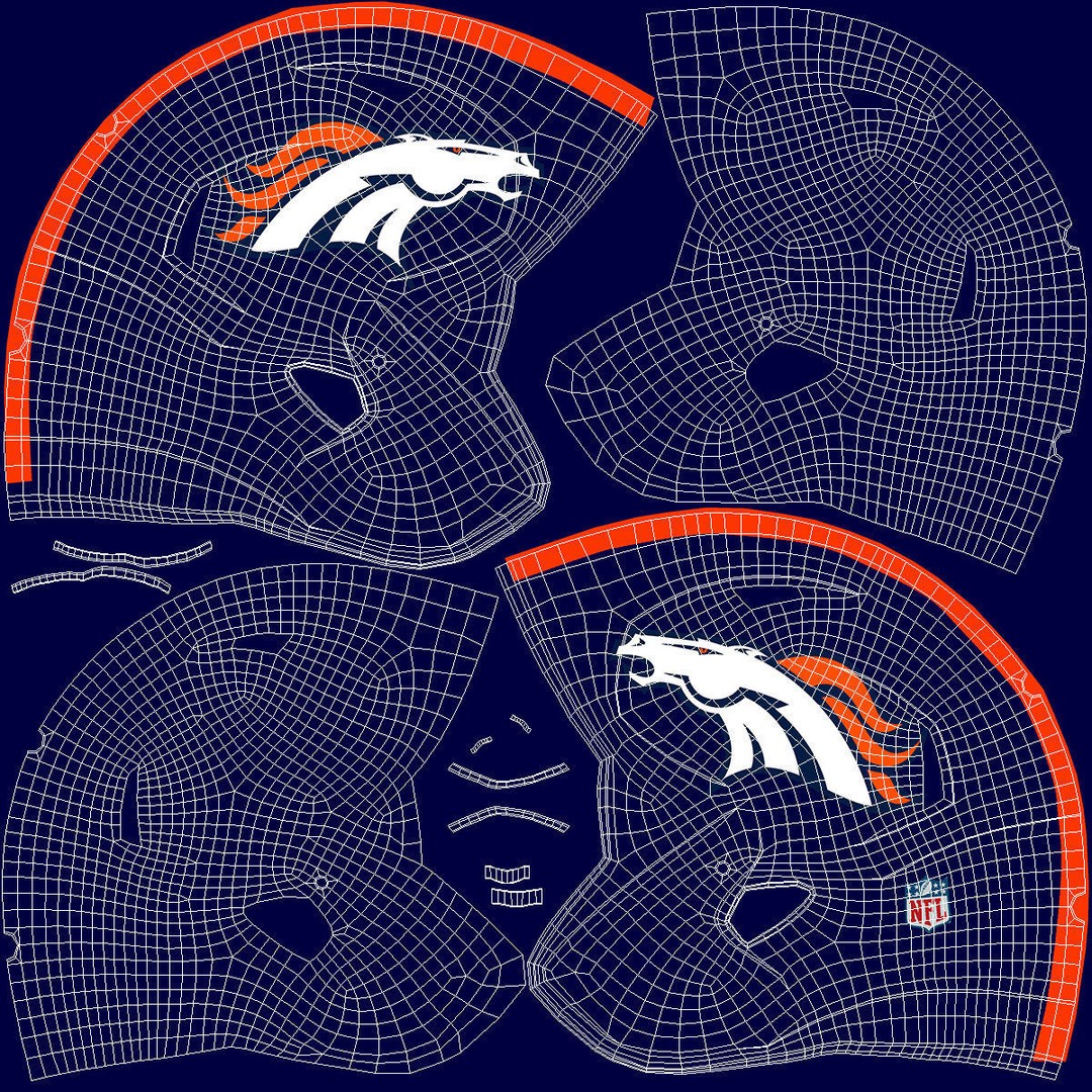 Denver Broncos Football Helmet 3D Model – High Poly PBR Asset, FBX, OBJ - View 15