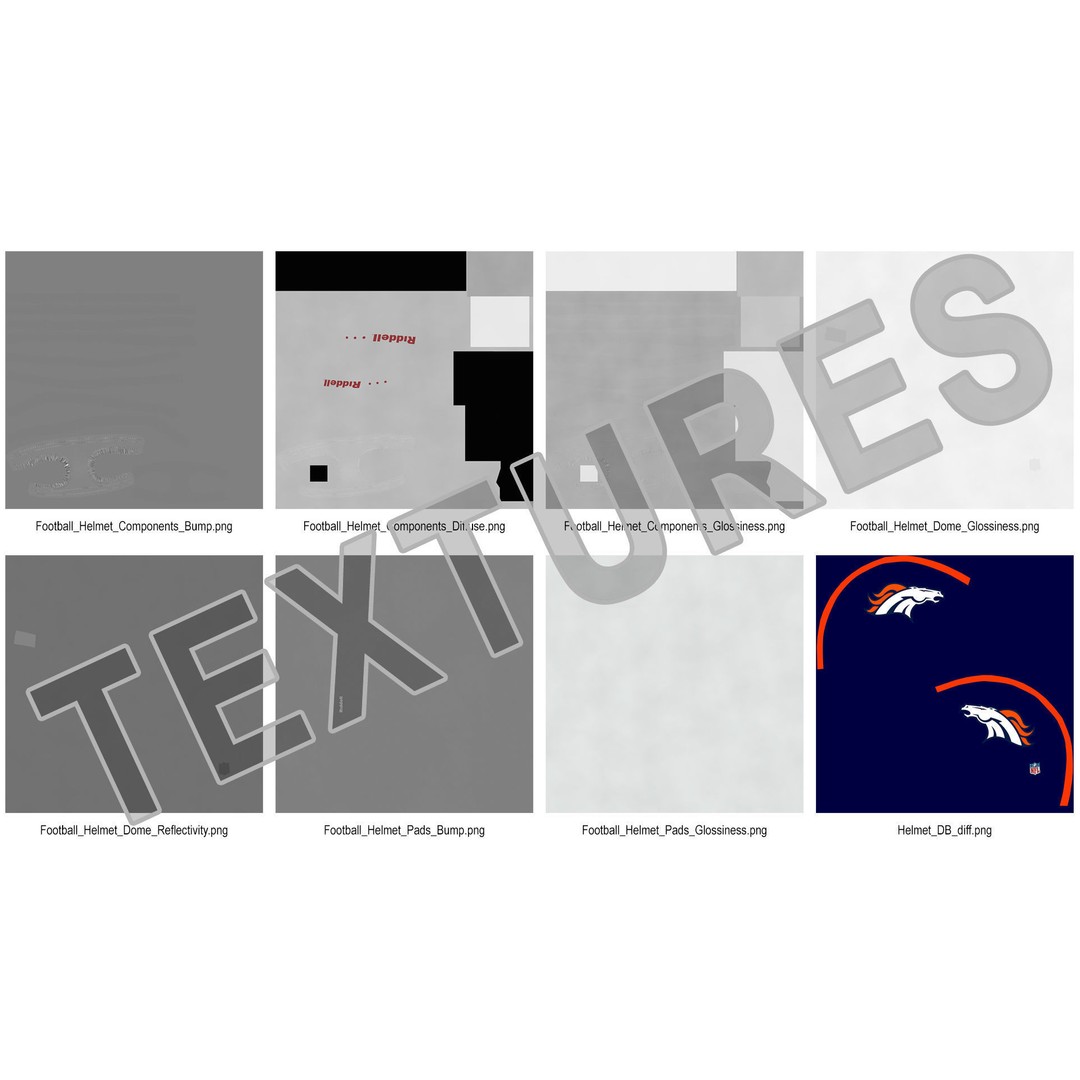 Denver Broncos Football Helmet 3D Model – High Poly PBR Asset, FBX, OBJ - View 16