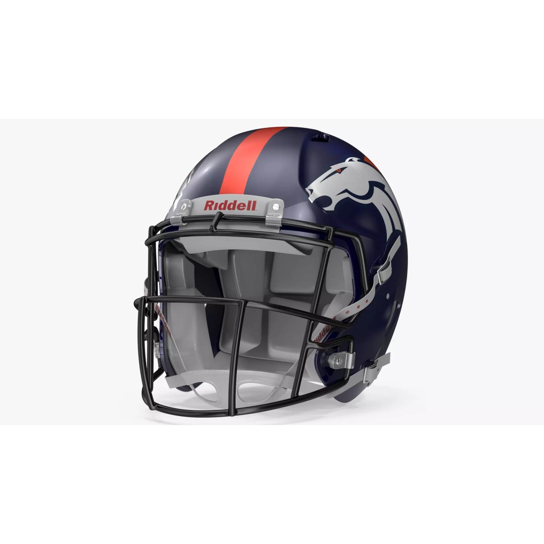 Denver Broncos Football Helmet 3D Model – High Poly PBR Asset, FBX, OBJ - View 2