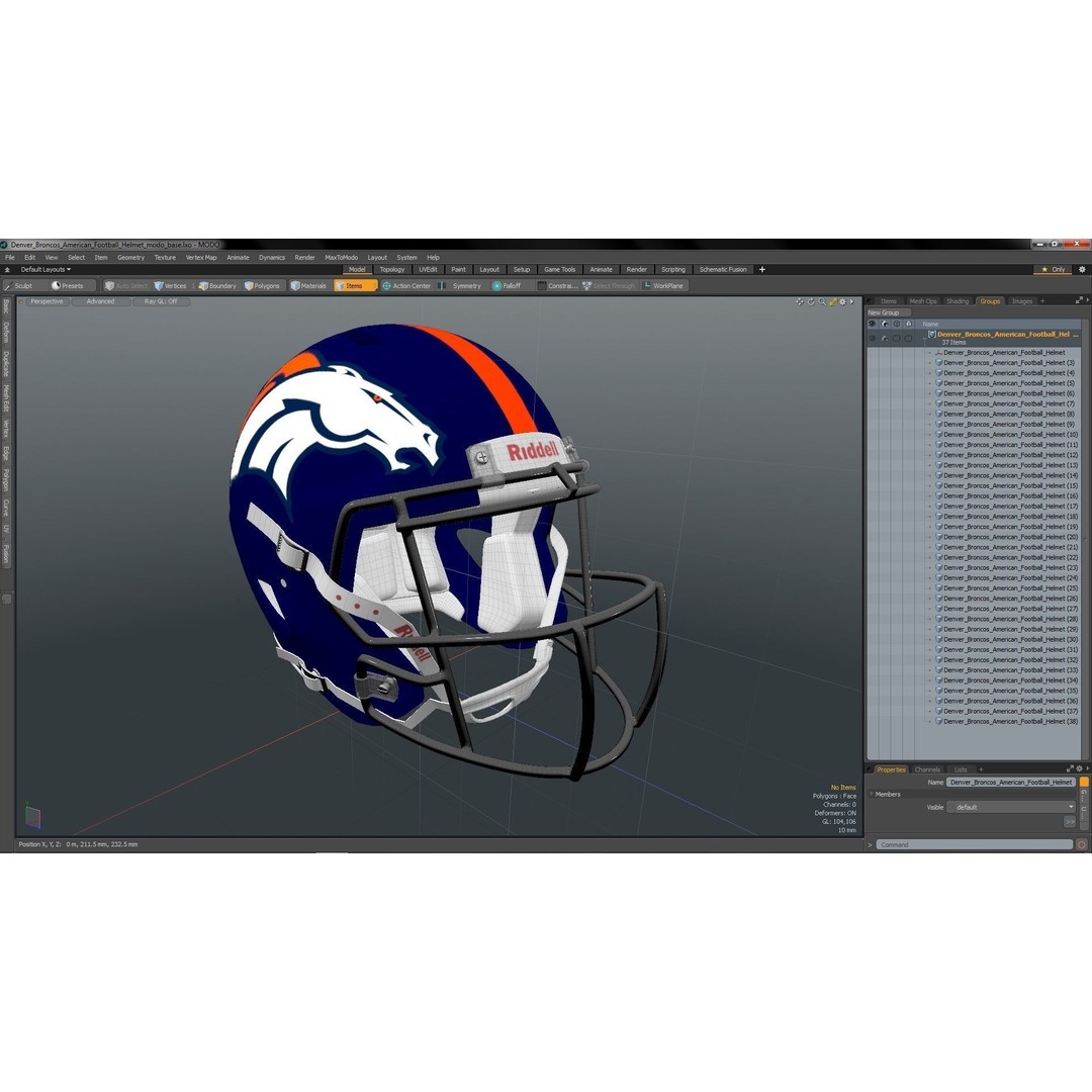 Denver Broncos Football Helmet 3D Model – High Poly PBR Asset, FBX, OBJ - View 26