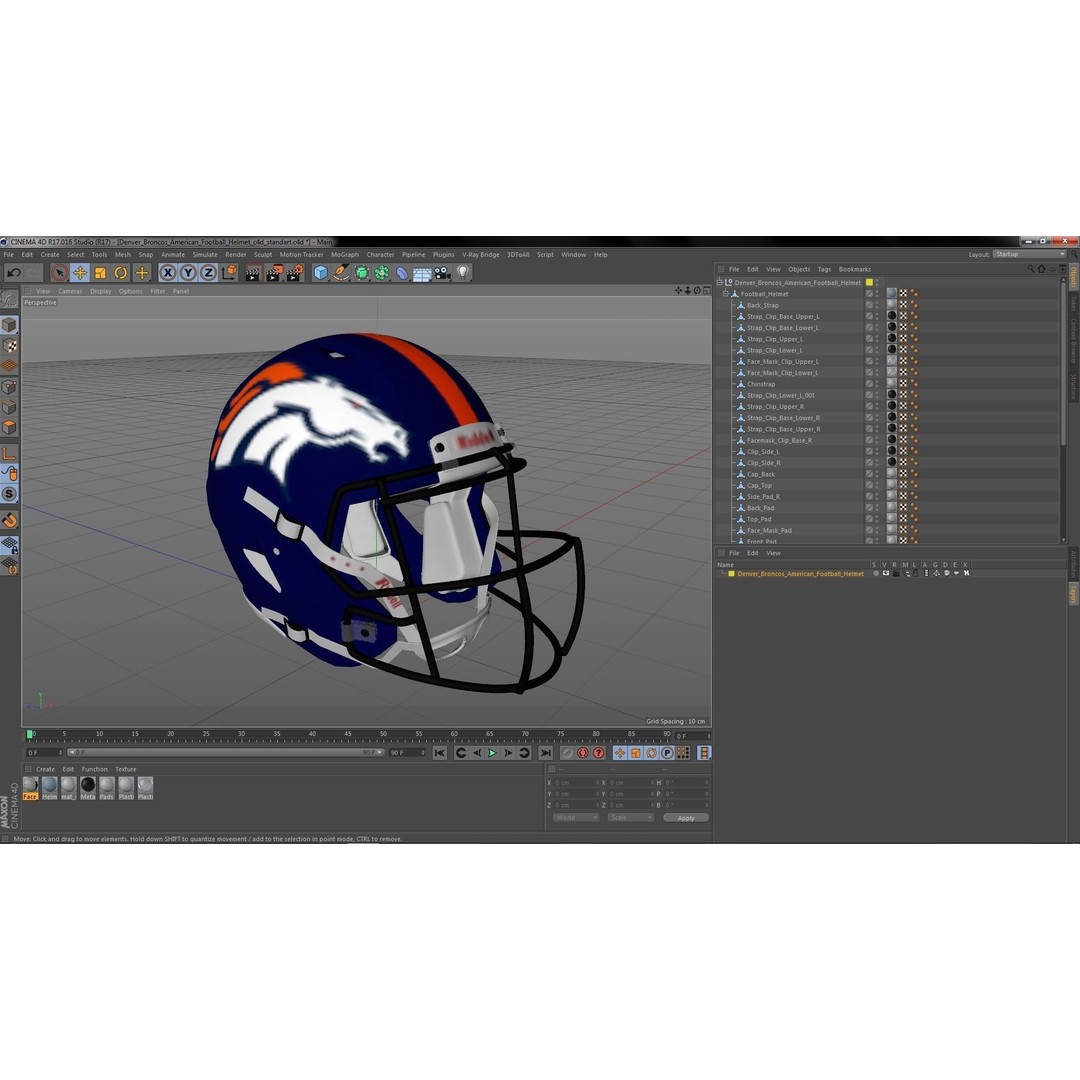 Denver Broncos Football Helmet 3D Model – High Poly PBR Asset, FBX, OBJ - View 27