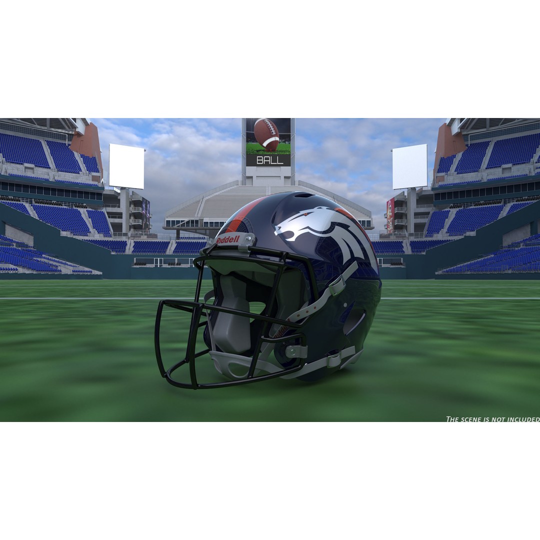 Denver Broncos Football Helmet 3D Model – High Poly PBR Asset, FBX, OBJ - View 3