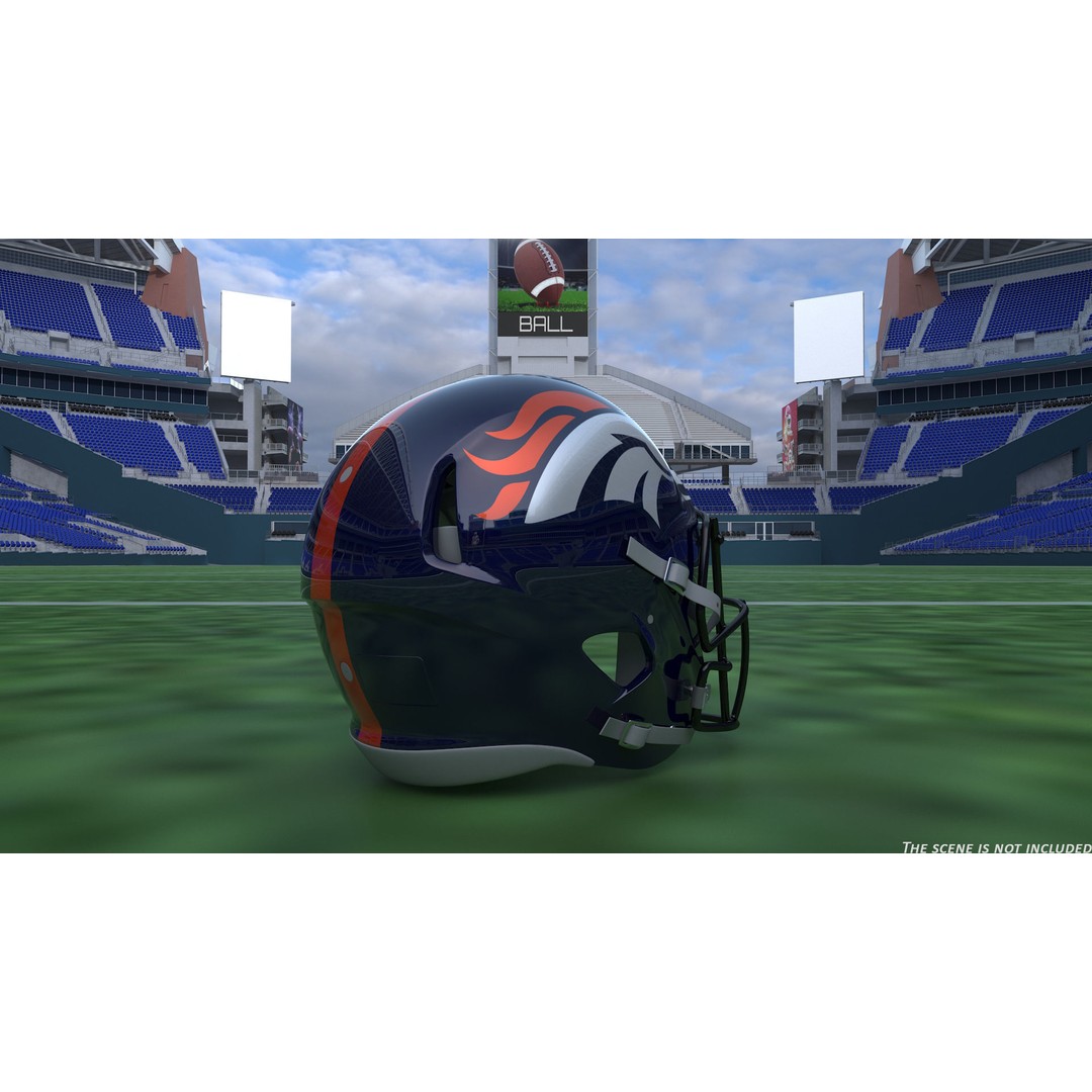 Denver Broncos Football Helmet 3D Model – High Poly PBR Asset, FBX, OBJ - View 4
