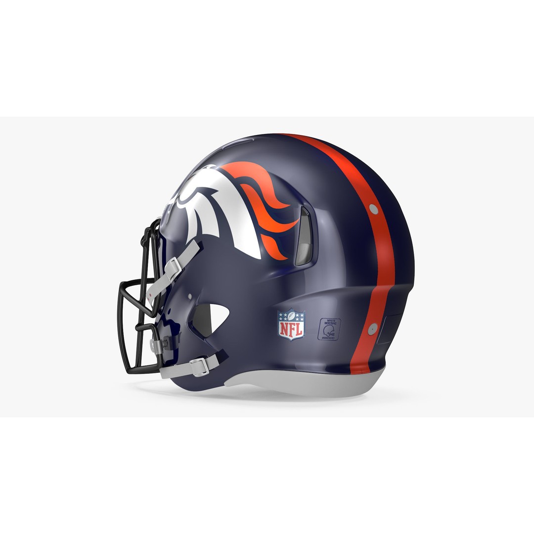 Denver Broncos Football Helmet 3D Model – High Poly PBR Asset, FBX, OBJ - View 9