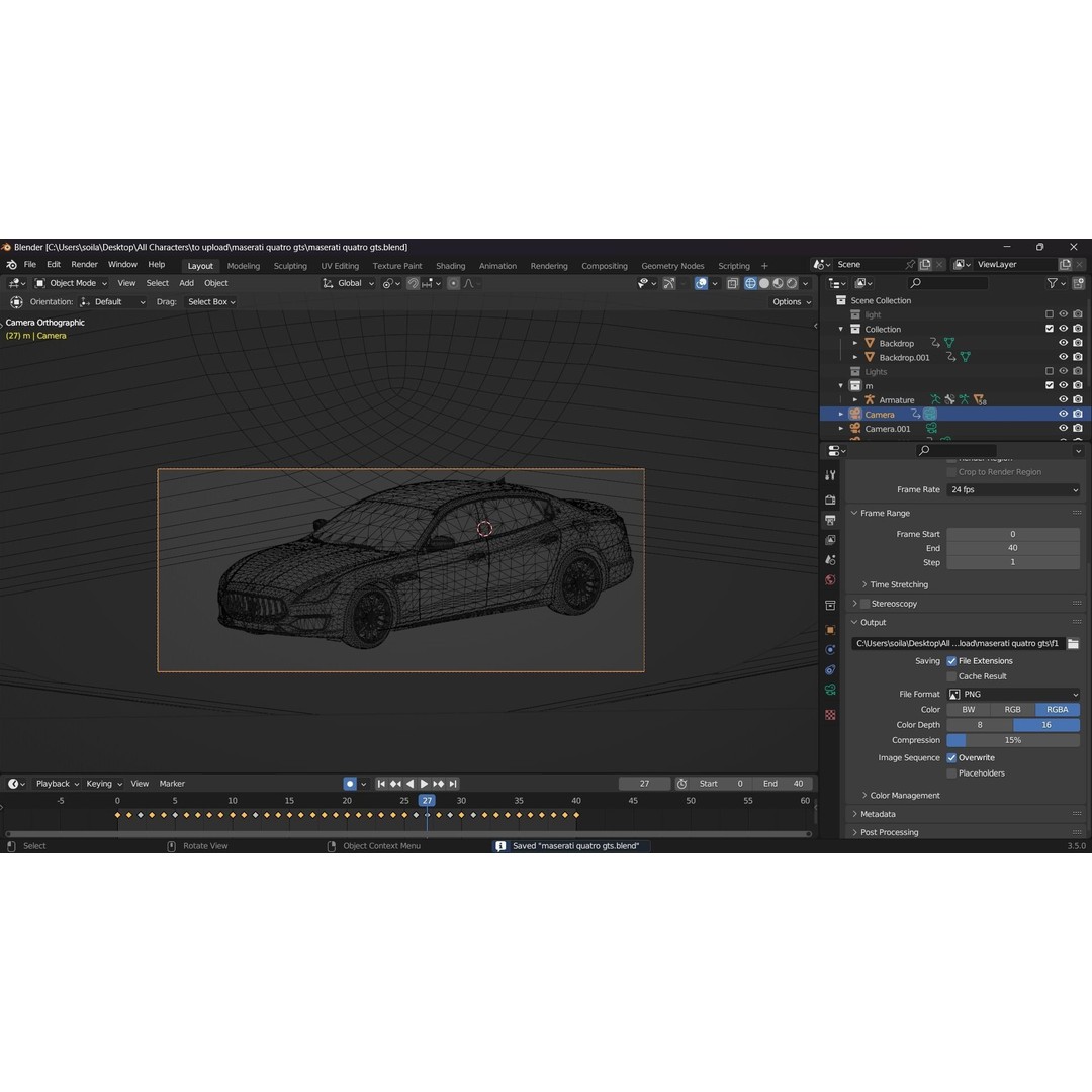 Maserati Quattro GTS 3D Model – Photorealistic Low Poly Car for Blender