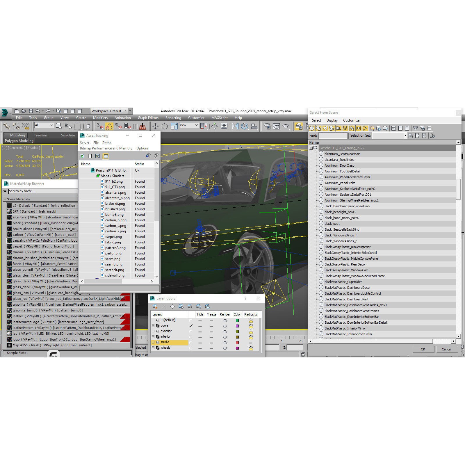 Porsche 911 GT3 Touring 2025 - Game-Ready 3D Model - View 41
