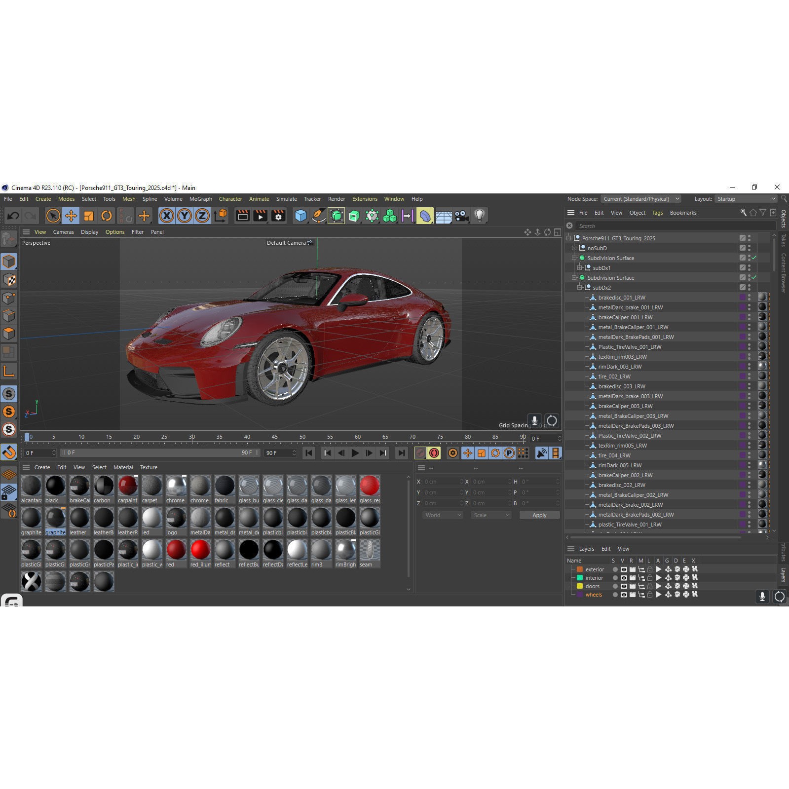 Porsche 911 GT3 Touring 2025 - Game-Ready 3D Model - View 42