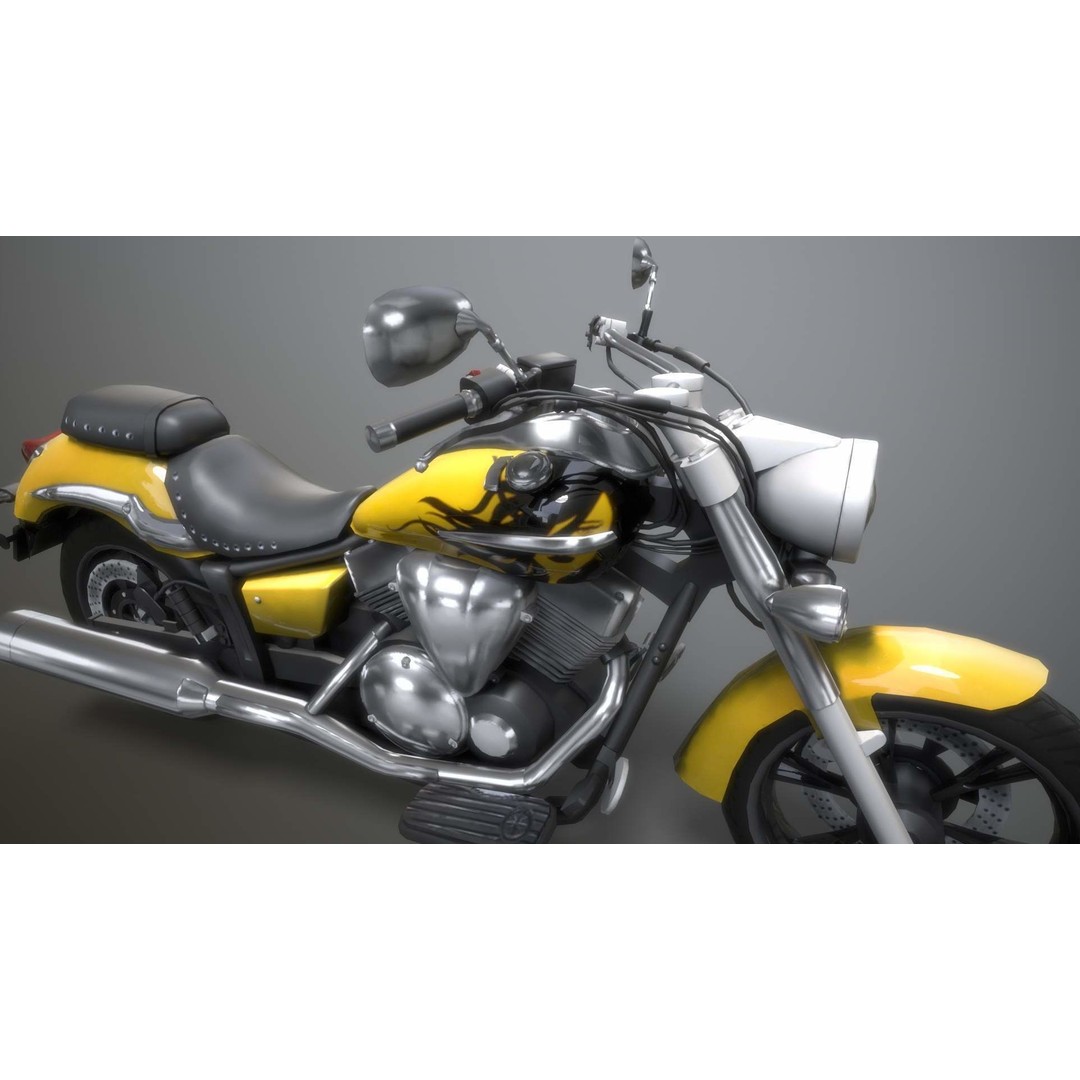 Yamaha Midnight Motorcycle 3D Model – Low Poly Game Asset, FBX - View 14