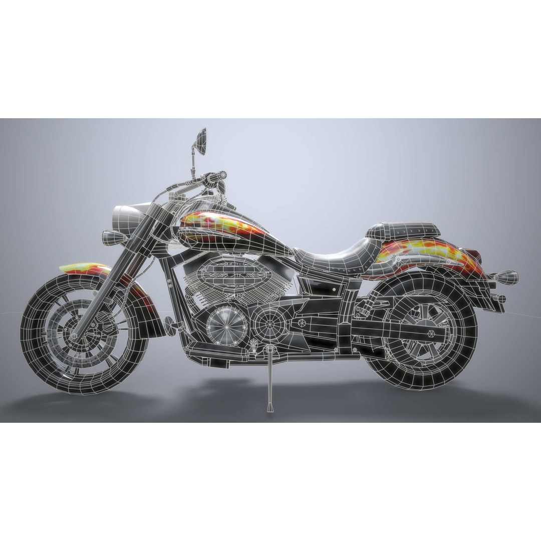 Yamaha Midnight Motorcycle 3D Model – Low Poly Game Asset, FBX - View 16
