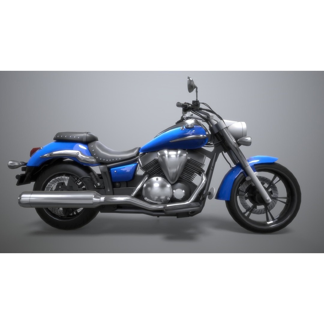 Yamaha Midnight Motorcycle 3D Model – Low Poly Game Asset, FBX - View 3