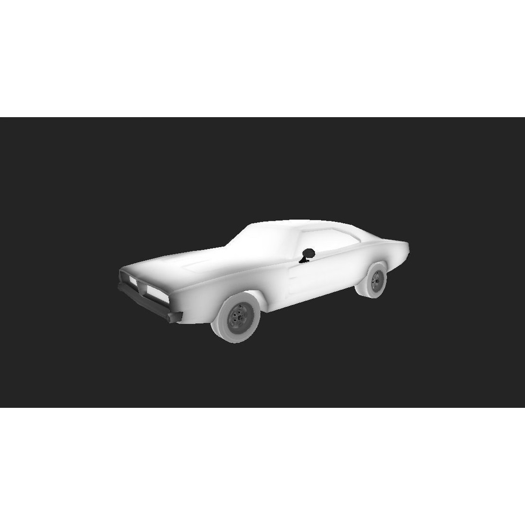 1970 Dodge Charger Replica 3D Model – Low Poly Game Asset, FBX - View 10