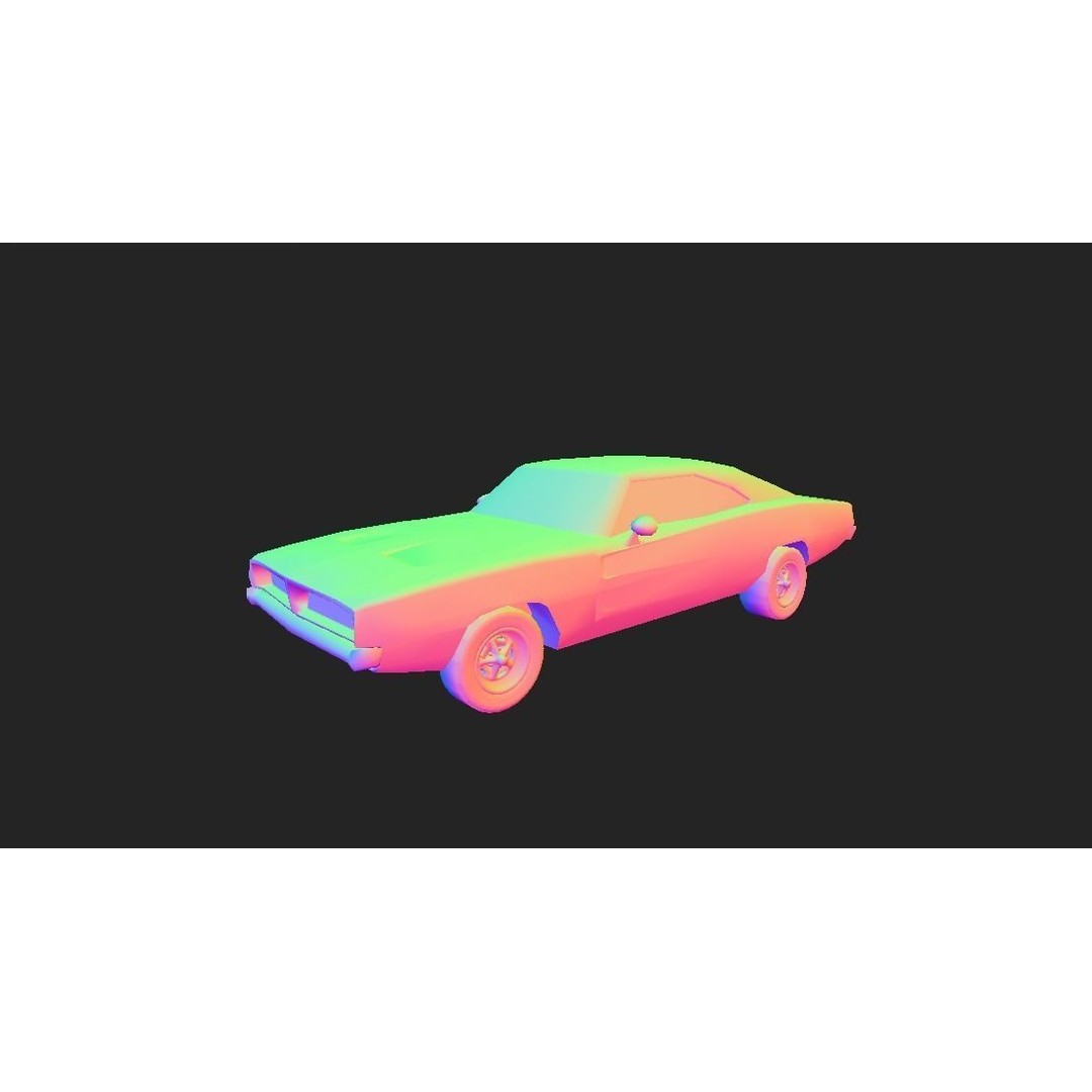 1970 Dodge Charger Replica 3D Model – Low Poly Game Asset, FBX - View 11