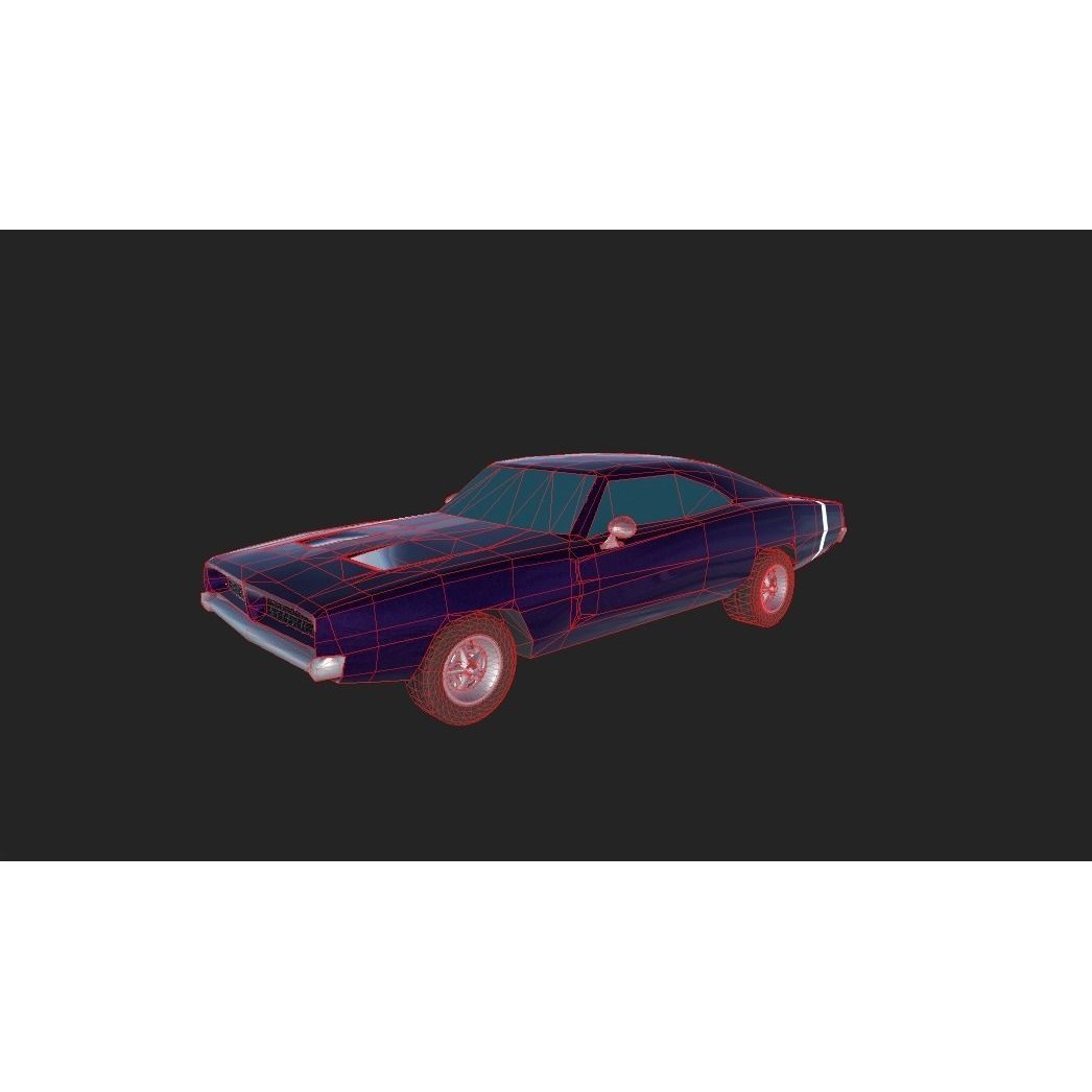 1970 Dodge Charger Replica 3D Model – Low Poly Game Asset, FBX - View 12