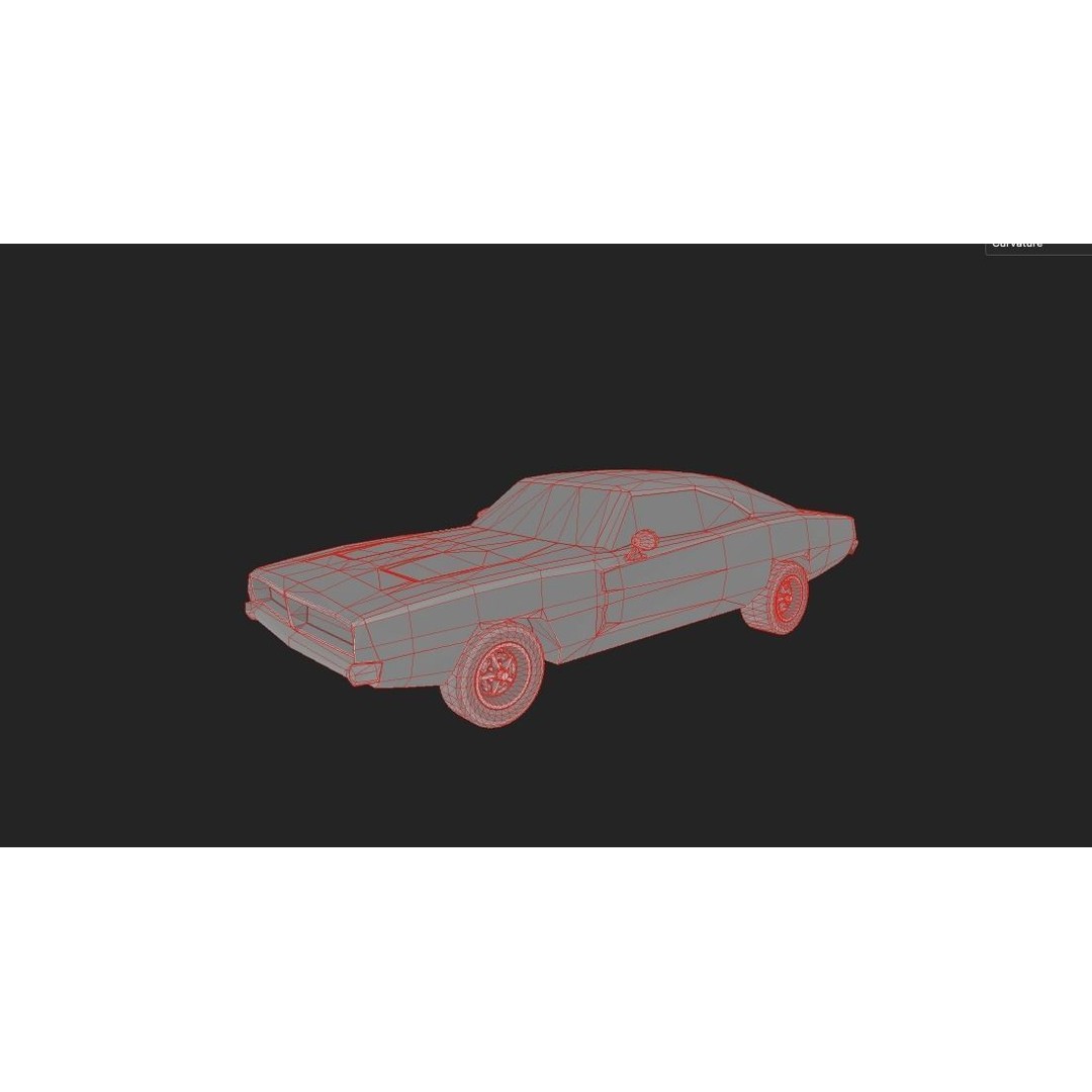 1970 Dodge Charger Replica 3D Model – Low Poly Game Asset, FBX - View 13