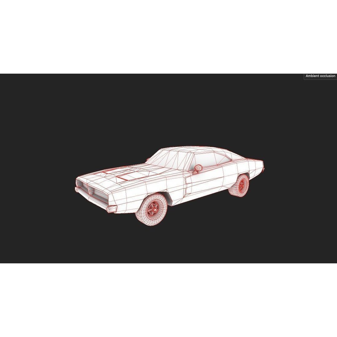 1970 Dodge Charger Replica 3D Model – Low Poly Game Asset, FBX - View 14