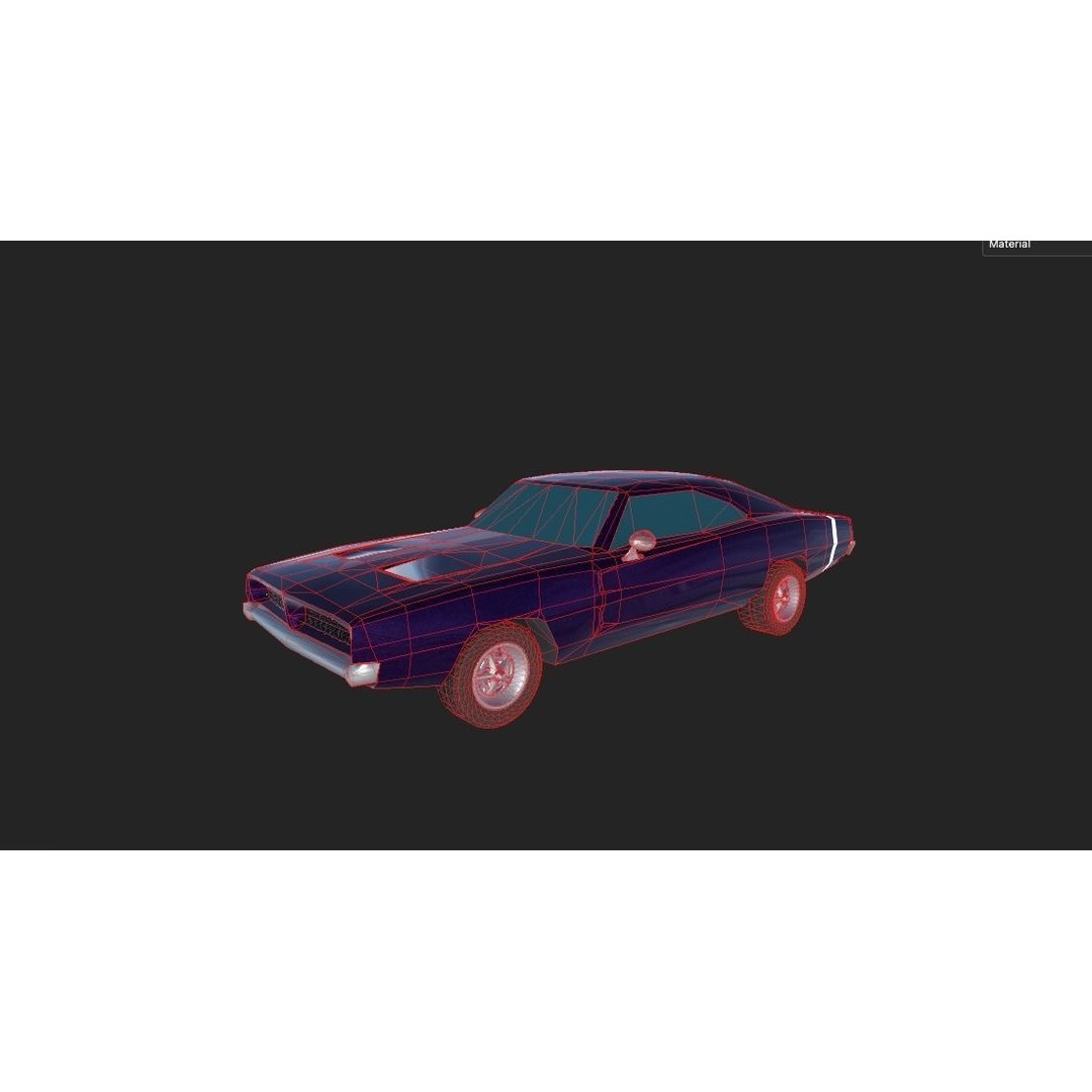 1970 Dodge Charger Replica 3D Model – Low Poly Game Asset, FBX - View 15