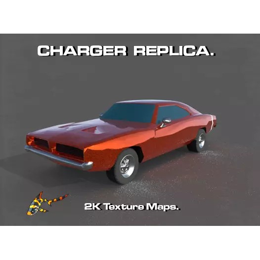 1970 Dodge Charger Replica 3D Model – Low Poly Game Asset, FBX - View 2
