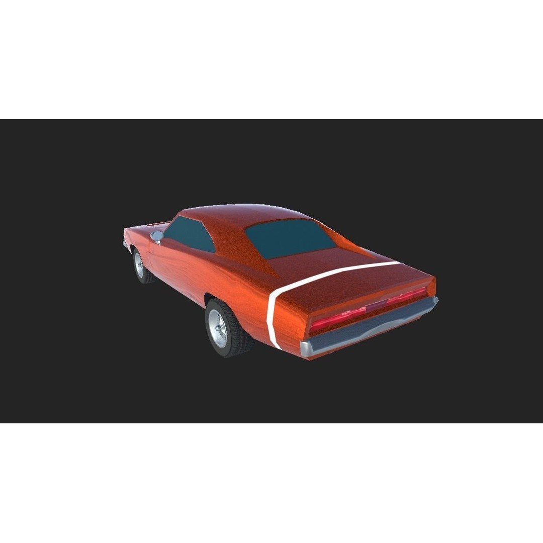 1970 Dodge Charger Replica 3D Model – Low Poly Game Asset, FBX - View 3