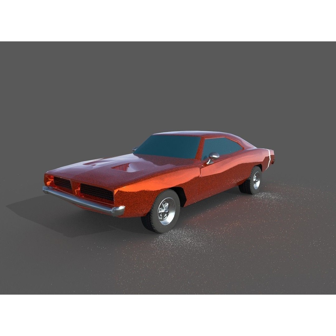 1970 Dodge Charger Replica 3D Model – Low Poly Game Asset, FBX - View 4